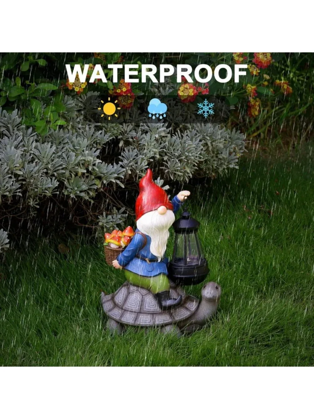 Charming Gnome & Turtle Garden Decor - Large Outdoor Sculptures with Solar